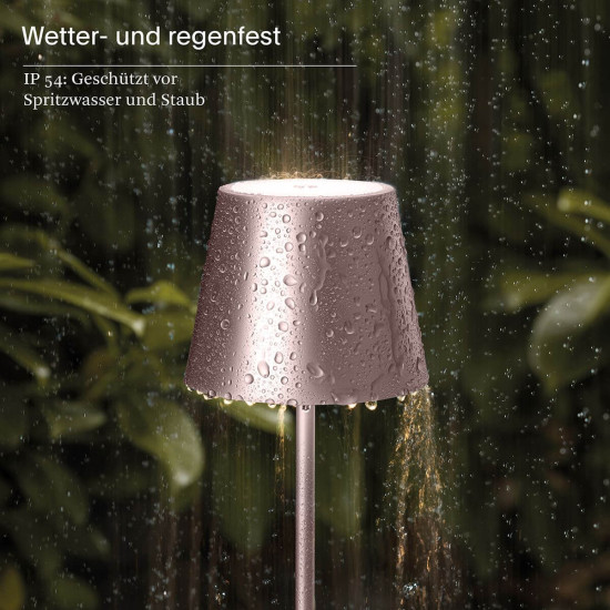 SIGOR 4548101 Akku-Tischleuchte Nuindie mini 25cm rosegold 2,2W FlexMood USB-C 2200K/2700K IP54 Ra85 dimmbar
