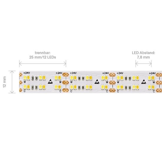 SIGOR 38,4W/m TW LED-Streifen 2100-4000K 5m 480 LED/m IP20 24V 3200lm RA90