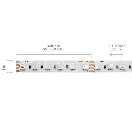 SIGOR 14,4W/m LED-Streifen RGB 5m 120LED/m IP20 24V 570lm