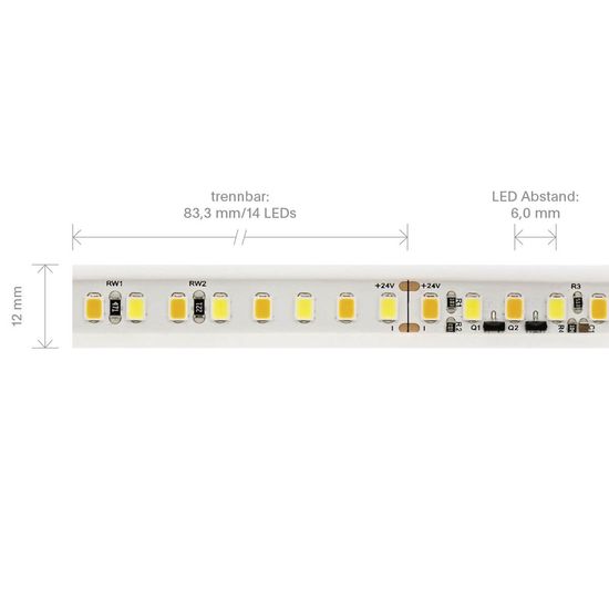 SIGOR 10W/m dimmbar-To-Warm LED-Streifen 4000-2200K 5m 168LED/m IP67 24V