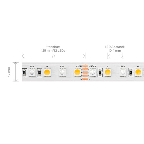 SIGOR 19,2W/m LED-Streifen RGB/3000K 5m 96LED/m IP20 24V 864lm Ra90