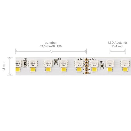 SIGOR 24W/m Farbige LED-Streifen RGB+2700K 5m RGB+2700K 192LED/m IP20 24V 1848lm/m RA90