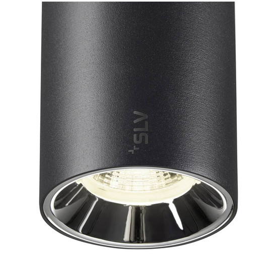 SLV NUMINOS S, 48V Spot, rund, 4000K, 16W, DALI 2, 55°, matt schwarz / glänzend chrom 1006749