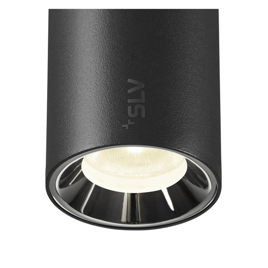 SLV NUMINOS XS, 48V Pendelleuchte, Pendellänge 150cm, 4000K, 40°, DALI 2, matt schwarz / glänzend chrom 1006800