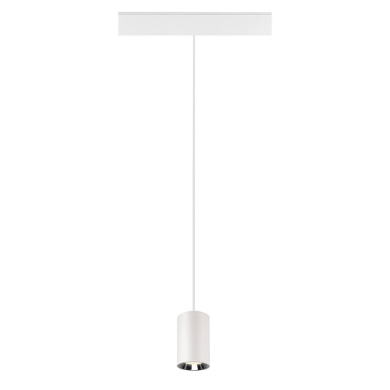 SLV NUMINOS XS, 48V Pendelleuchte, Pendellänge 150cm, 4000K, 55°, DALI 2, matt weiß / glänzend chrom 1006812