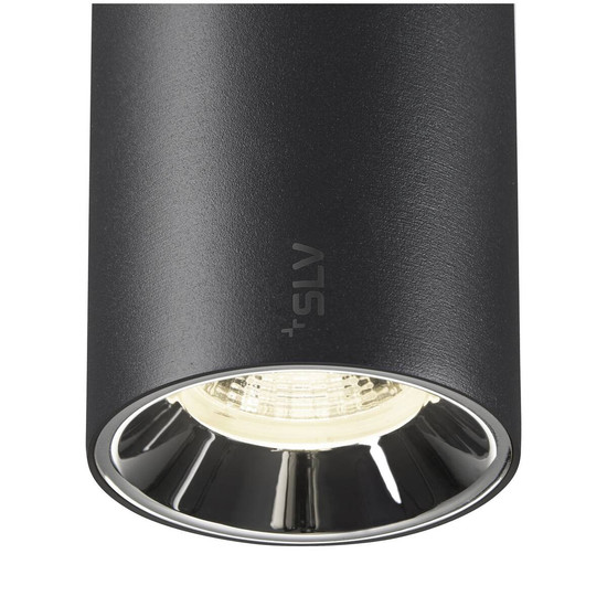 SLV NUMINOS S, 48V Pendelleuchte, Pendellänge 150cm, 4000K, 40°, DALI 2, matt schwarz / glänzend chrom 1006854