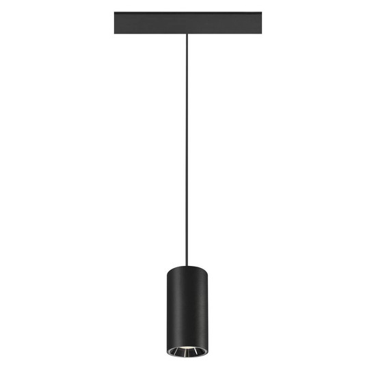 SLV NUMINOS S, 48V Pendelleuchte, Pendellänge 150cm, 4000K, 55°, DALI 2, matt schwarz / glänzend chrom 1006857