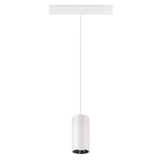 SLV NUMINOS S, 48V Pendelleuchte, Pendellänge 150cm, 4000K, 40°, DALI 2, matt weiß / glänzend chrom 1006863