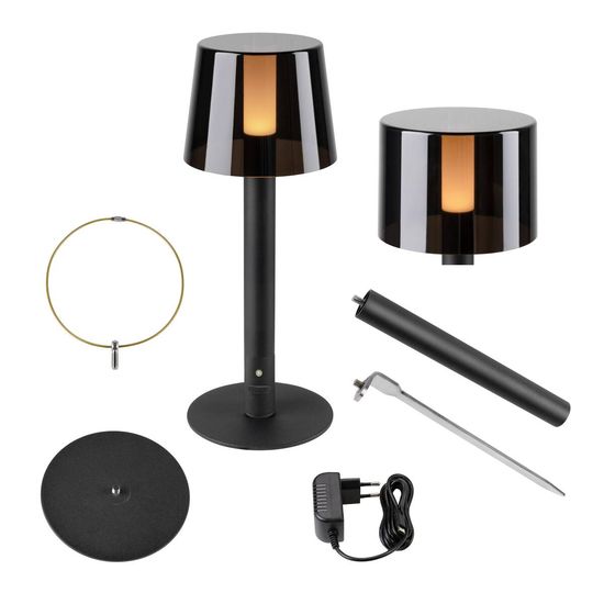 SLV 1007380 TAHA Leuchten-Set, Akku, IP65, 2700K, dimmbar, schwarz
