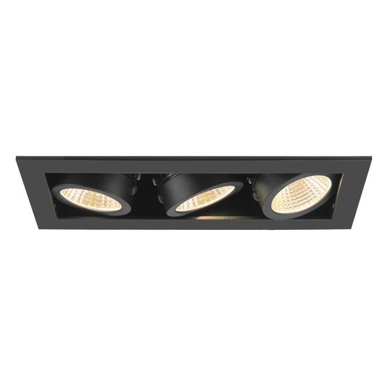 SLV 1007567 KADUX, LED Deckeneinbauleuchte, triple, 3000K, 38°, quadratisch, schwarz