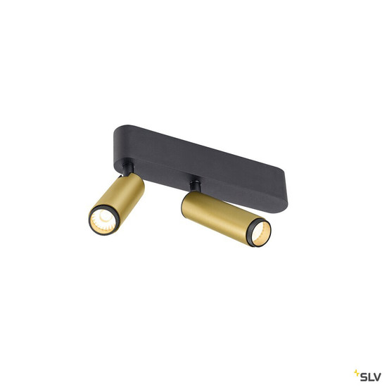 SLV 1009050 GRIP! S, Deckenaufbauleuchte, double, PHASE, 2700 K, 21 W, 29°, gold / schwarz