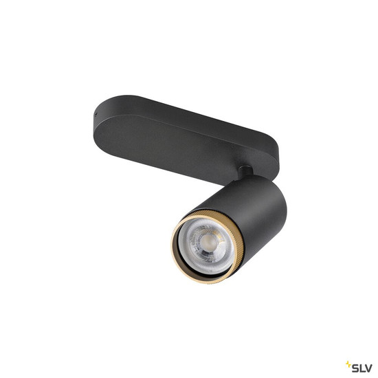 SLV 1009093 GRIP! L, SPOT CL, single, QPAR51, Deckenaufbauleuchte, zylindrisch, 1 x max. 6 Watt, schwarz / gold