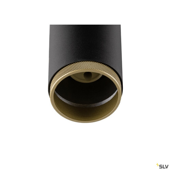 SLV 1009097 GRIP! L, SPOT CL, double, QPAR51, Deckenaufbauleuchte, zylindrisch, 2 x max. 6 Watt, schwarz / gold