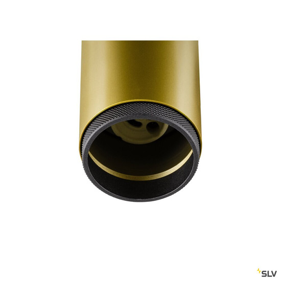 SLV 1009099 GRIP! L, SPOT CL, double, QPAR51, Deckenaufbauleuchte, zylindrisch, 2 x max. 6 Watt, gold / schwarz