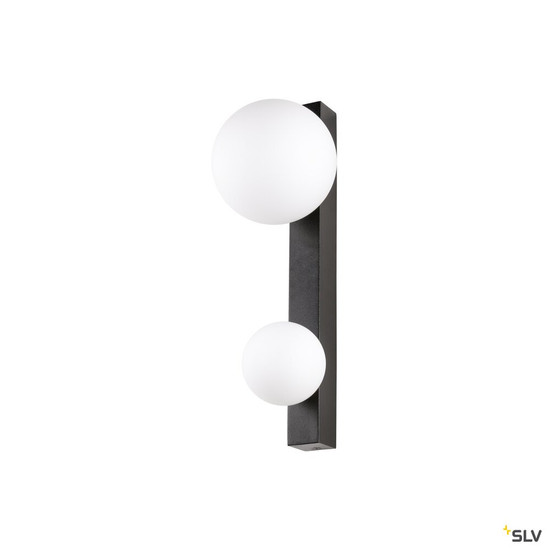SLV 1009145 SUN WL, double, G9, Wandaufbauleuchte, rund, 1 x max. 5 W, IP20, schwarz