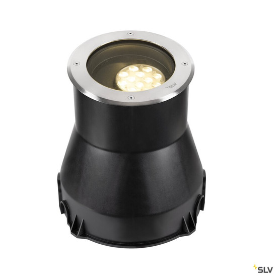 SLV 1009168 DASAR® L, Bodeneinbauleuchte, asymmetrisch, 3000K, 70°/40°, IP65/IP67, rund, edelstahl / schwarz