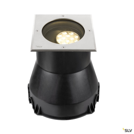 SLV 1009169 DASAR® L, Bodeneinbauleuchte, asymmetrisch, 3000K, 70°/40°, IP65/IP67, quadratisch, edelstahl / schwarz