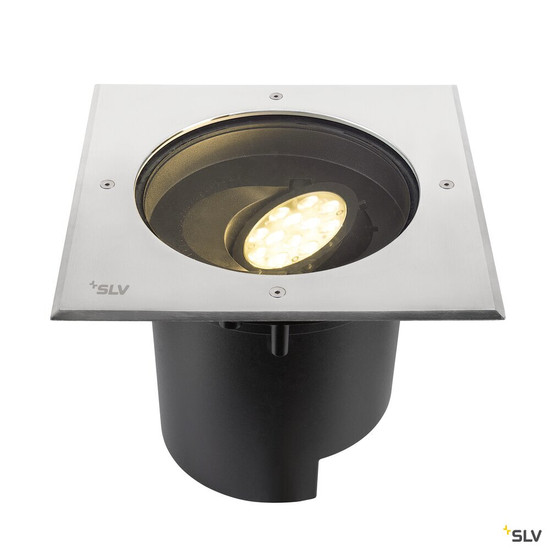 SLV 1009171 DASAR® XL, Bodeneinbauleuchte, asymmetrisch, 3000K, 70°/40°, IP65/IP67, quadratisch, edelstahl / schwarz