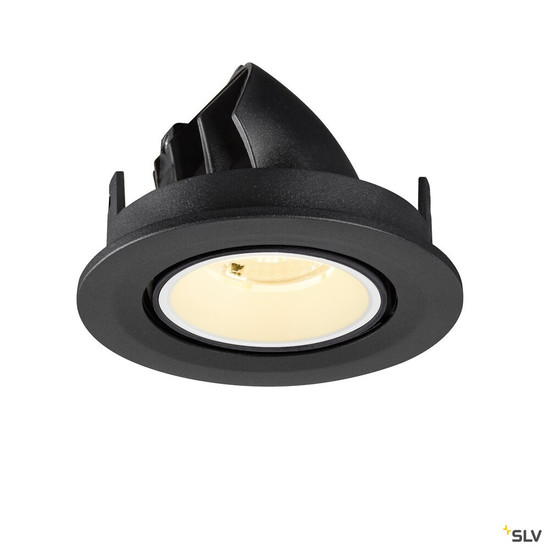 SLV 1009401 NUMINOS® GIMBLE S, Deckeneinbauleuchte, 3000 K, 40°, IP20, rund, schwarz / weiß
