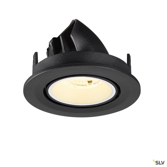 SLV 1009404 NUMINOS® GIMBLE S, Deckeneinbauleuchte, 3000 K, 55°, IP20, rund, schwarz / weiß