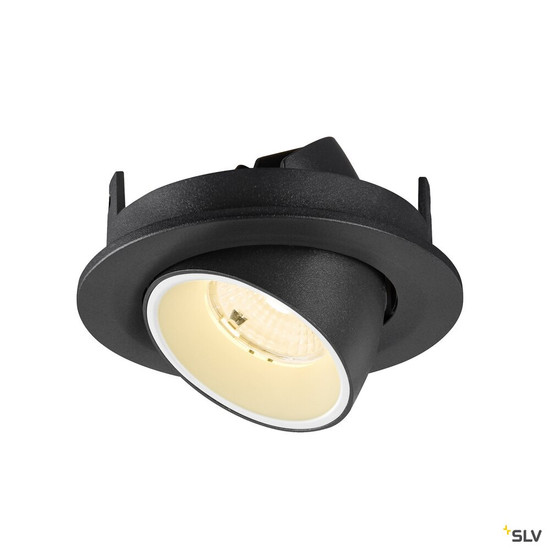 SLV 1009404 NUMINOS® GIMBLE S, Deckeneinbauleuchte, 3000 K, 55°, IP20, rund, schwarz / weiß