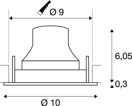 SLV 1009521 NUMINOS® MOVE S, Deckeneinbauleuchte, 3000 K, 55°, IP20, rund, weiß