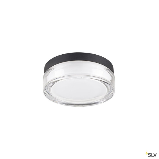 SLV 1010210 CYFT XL, Wand- und Deckenaufbauleuchte, 2700/3000/4000 K, 15 W, PHASE, 125°, IP65 schwarz / klar
