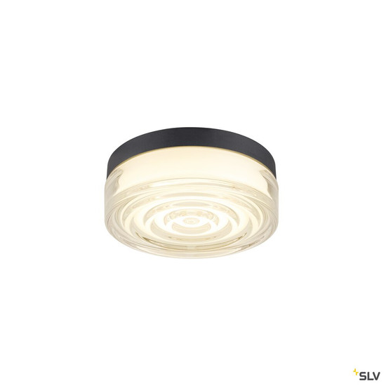 SLV 1010211 CYFT WAVE XL, Wand- und Deckenaufbauleuchte, 2700/3000/4000 K, 15 W, PHASE, 105°, IP65 schwarz / klar