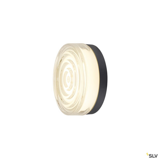 SLV 1010211 CYFT WAVE XL, Wand- und Deckenaufbauleuchte, 2700/3000/4000 K, 15 W, PHASE, 105°, IP65 schwarz / klar