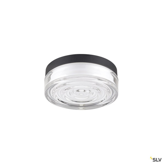SLV 1010211 CYFT WAVE XL, Wand- und Deckenaufbauleuchte, 2700/3000/4000 K, 15 W, PHASE, 105°, IP65 schwarz / klar