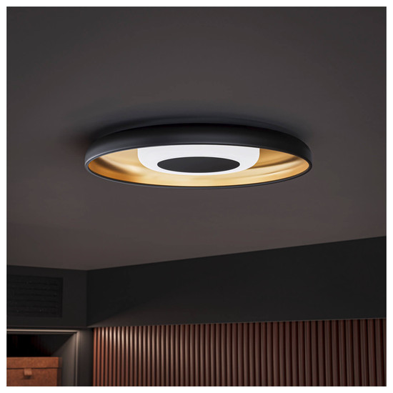 SLV 1010217 MOTUNA, CW, Phase, Wand- und Deckenaufbauleuchte, rund, 2700K, 10W, 130°, schwarz / goldfarben
