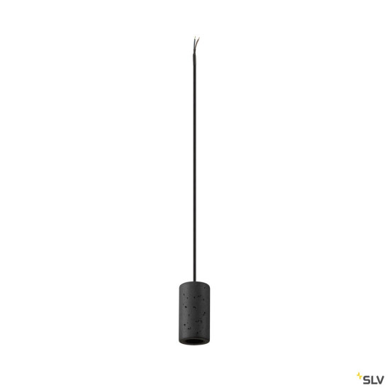 SLV 1010417 FITU PD, E27, stone, Pendelleuchte, Pendellänge 500 cm, offenes Kabelende, 1 x max. 15 W, schwarz