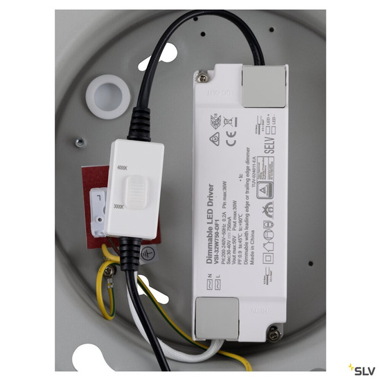 SLV 1010423 PANEL 60, Deckenaufbauleuchte, rund, PHASE, 3000/4000K, 29 W, 90°, grau