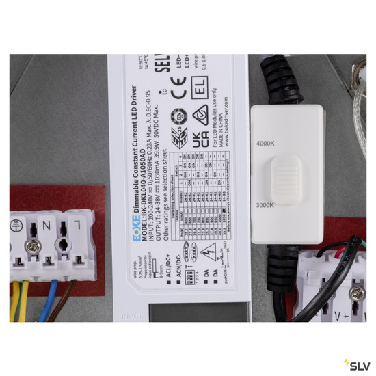 SLV 1010428 PANEL 60, Pendelleuchte, rund, DALI, Pendellänge 200 cm, 3000/4000K, 90°, weiß
