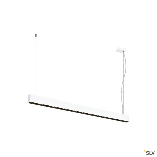 SLV 1010509 GLENOS® PRO, Pendelleuchte, 1,2m, DALI, UGR16, Pendellänge 210 cm, 3000K, 75°, weiß / schwarz