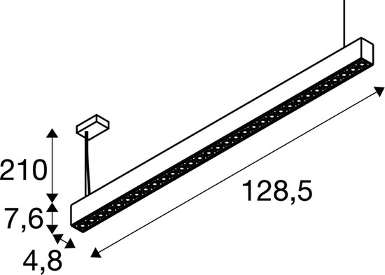 SLV 1010510 GLENOS® PRO, Pendelleuchte, 1,2m, DALI, UGR16, Pendellänge 210 cm, 3000K, 75°, schwarz