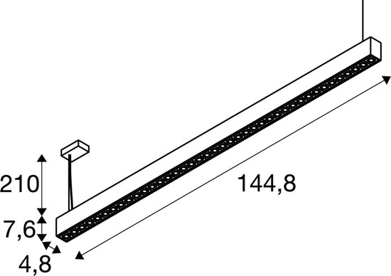 SLV 1010513 GLENOS® PRO, Pendelleuchte, 1,5m, DALI, UGR16, Pendellänge 210 cm, 3000K, 75°, weiß / schwarz