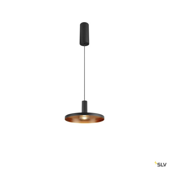 SLV 1010792 LALU® SET, Pendelleuchte, LED Base, PLATE 22, PHASE, Pendellänge 200 cm, 2700/3000 K, 40°, schwarz
