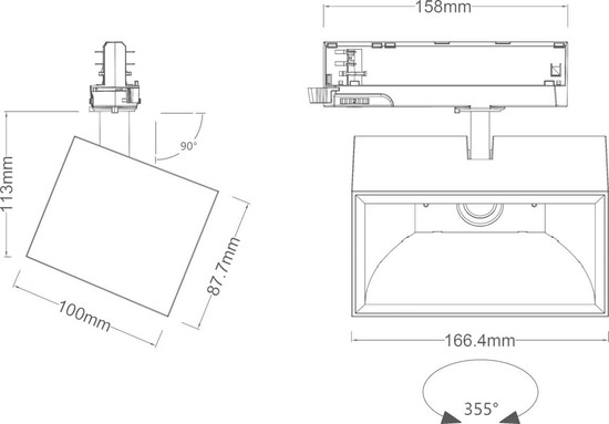 SLV 1011518 TRACKSPOT P SQ, 3PH. 66 940 ML BK SLVtec