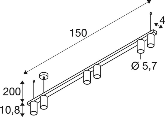 SLV 1011907 ENOLA 2.0 M, PD, Six, Long, QPAR51, Pendelleuchte, schwarz