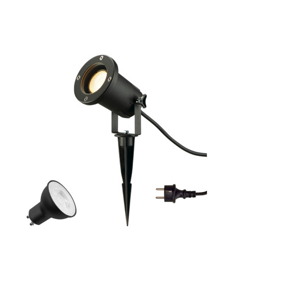 SLV 1012007 BIG NAUTILUS Lamp Set, Spike, Erdspiessleuchte, inkl. PAR16 GU10, Phase, 3000K, 150cm Anschlusskabel, IP44/IP65, schwarz
