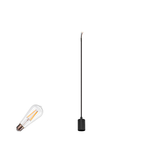 SLV 1012023 FITU Lamp Set, PD, Ribbed, Deckenrosette, Pendelleuchte, E27, 2700K, Phase, 320°, schwarz