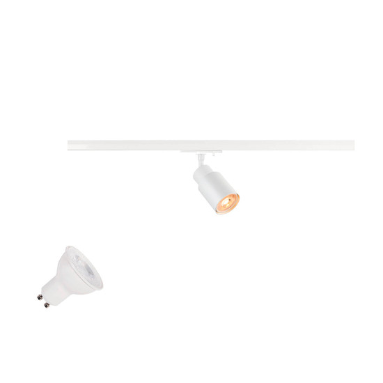 SLV 1012048 PURI 2.0 Lamp Set, Tube, 1-Phasen Spot, inkl. PAR16 GU10, 2700K, GU10, 6W, Phase, 38°, weiß