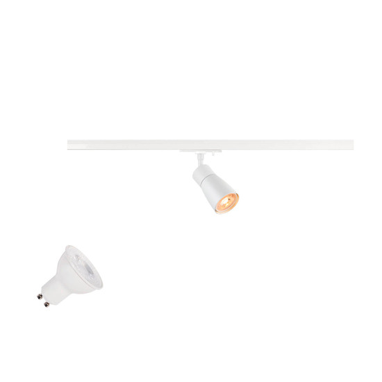 SLV 1012065 PURI 2.0 Lamp Set, Dome, 1-Phasen Spot, inkl. PAR16 GU10, 2700K, GU10, 6W, Phase, 38°, weiß