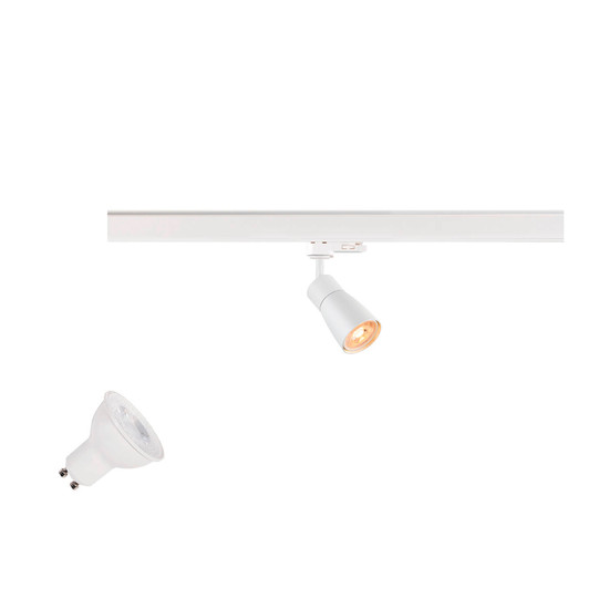 SLV 1012084 PURI 2.0 Lamp Set, Dome, 3-Phasen Spot, inkl. PAR16 GU10, 3000K, GU10, 6W, Phase, 38°, weiß