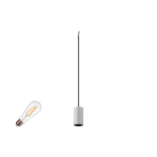 SLV 1012092 FITU Lamp Set, PD, Stone, inkl. E27 Lampe und 3PH. Adapter, 3-Phasen Pendelleuchte, Pendellänge 5m, 2700K, E27, 15W, Phase, 320°, grau