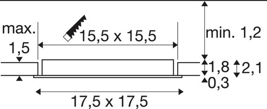 SLV 1012201 SENSER 2.0 18, RL, eckig, Phase, Deckeneinbauleuchte, 3000K / 4000K, 12W, 90°, weiß