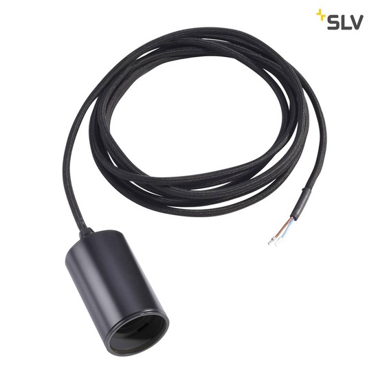 SLV 132650 FITU E27 Pendelleuchte rund schwarz E27 max. 60W 2.5m Kabel mit offenem Kabelende