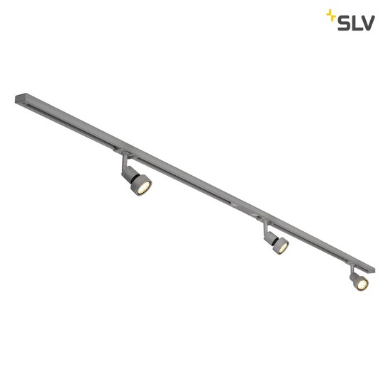 SLV 143194 1-Phasen Hochvolt-Set 4 silbergrau 2x1m inkl. 3X PURI und LED Lampe 4,3W