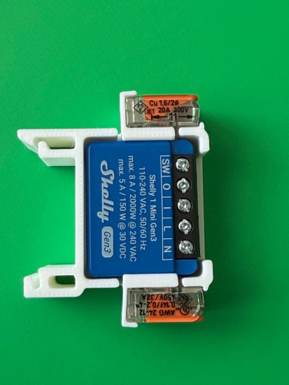 SOIXX Hutschienenhalterung für Shelly MINI Wave, Gen3 und für 2x WAGO Gerade Weiß